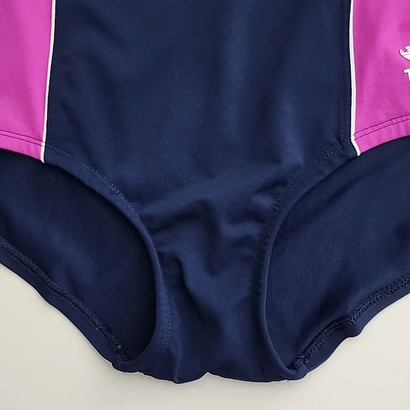 TYR Women's Blue Pink Tank Solid Paneled Piping One Piece  Swimsuit Size Medium - Picture 5 of 14